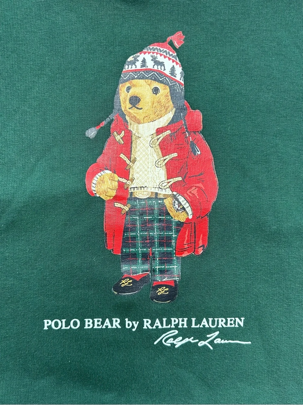 Polo Ralph Lauren Polo Bear Cotton Blend Unisex Green Sweatshirt Hoodie Pockets